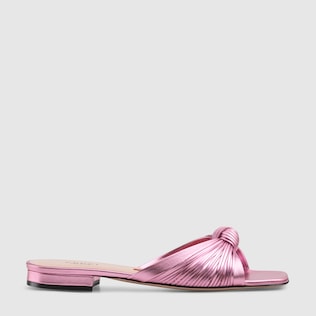 Metallic leather slide