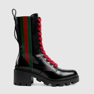 Leather ankle boot with Web