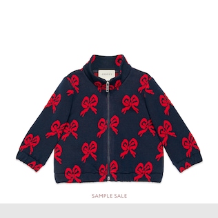 Baby bow jersey zip-up sweatshirt