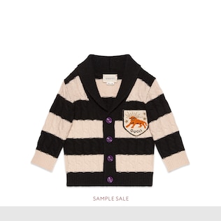 Baby wool striped cardigan with patch