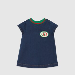 Baby denim dress with Interlocking G