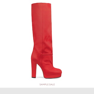 Ribbed fabric platform boot