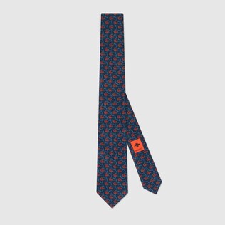 Double G and anchors silk tie
