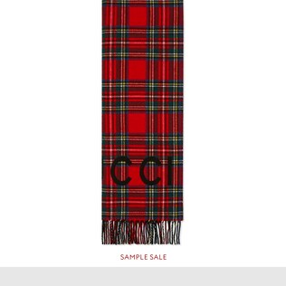 Tartan wool scarf with Gucci