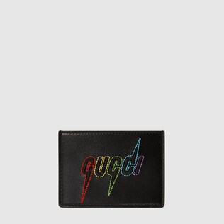 Card case with Gucci Blade embroidery
