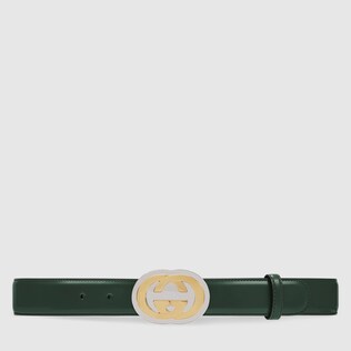 Leather belt with Interlocking G buckle