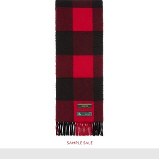 Check wool scarf with pockets