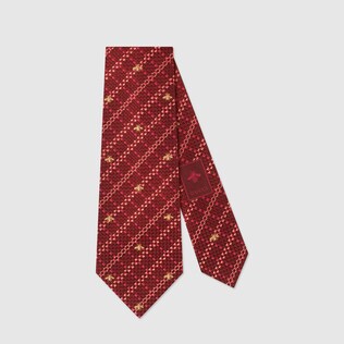 Bee check silk tie