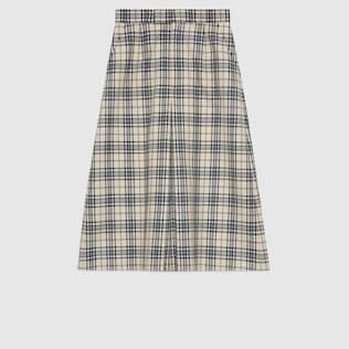 Check wool pleated trousers 