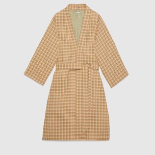 Check cotton kimono style jacket