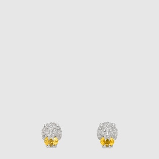 White gold lion head earrings