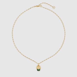 Yellow gold lion head necklace 