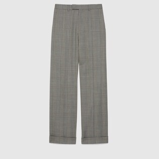 Check wool cuffed trousers 