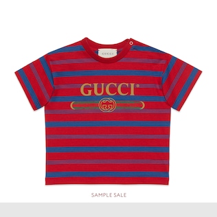 Baby striped T-shirt with Gucci logo 