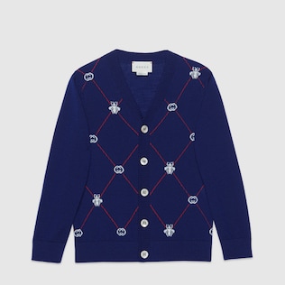 Children's GG bees wool cardigan 
