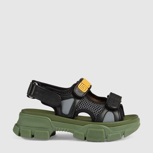 Children's leather and mesh sandal