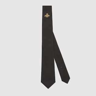 Bee embroidered silk tie