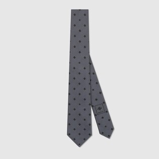 Silk tie with bees and stars