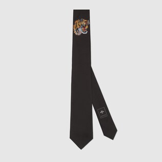 Tiger underknot silk tie