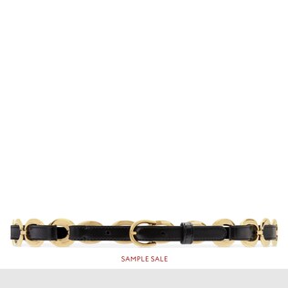 Leather belt with round buckle 
