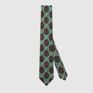GG spots print silk tie