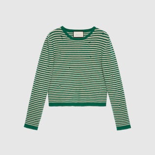 Striped wool crop sweater