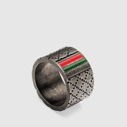 Wide ring with Diamante motif Gucci Men's Rings 295674J89L08518
