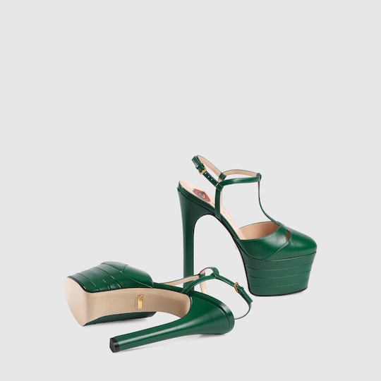 leather platform pump gucci