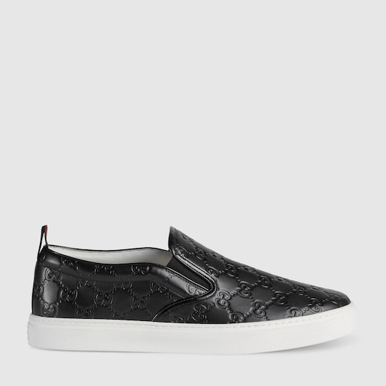 Men's Gucci Signature slip-on sneaker — black Gucci signature — 407364CWCE01174