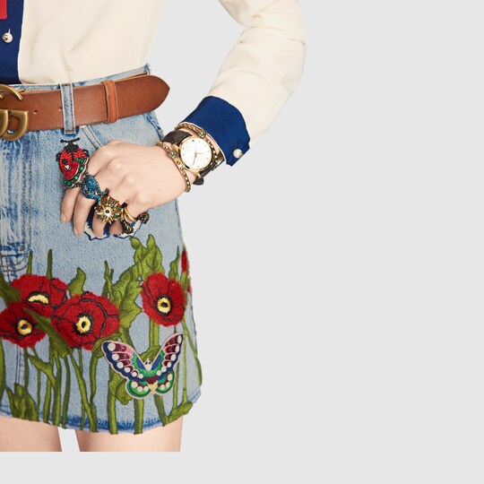 Embroidered denim skirt Gucci Women's Skirts 433038XR2744425