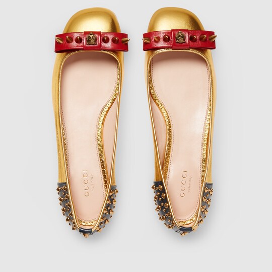 gucci ballerina flats with chain