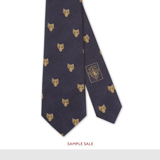 Silk tie with feline heads Gucci Men's Ties 4403084E0164000