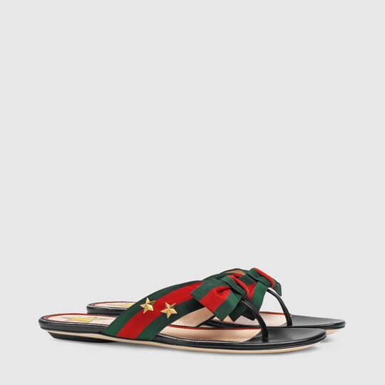 Studded grosgrain  thong sandal Gucci Women's Slides & Thongs