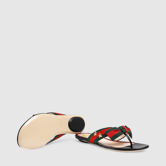 Studded grosgrain  thong sandal Gucci Women's Slides & Thongs 433565H5QA08490