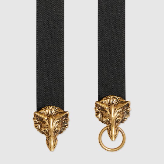 Elastic belt with double wolf heads Gucci Women's Wide 437949HGW1T1000