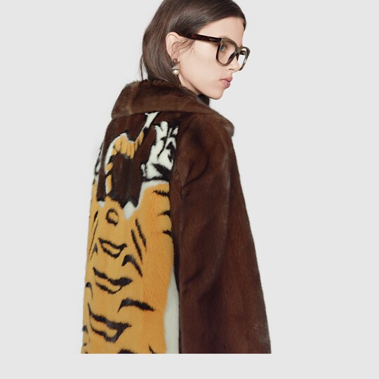 Tiger intarsia mink coat Gucci Women's Coats & Furs 445052XW5462180
