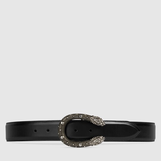 gucci leather belt with tiger head buckle