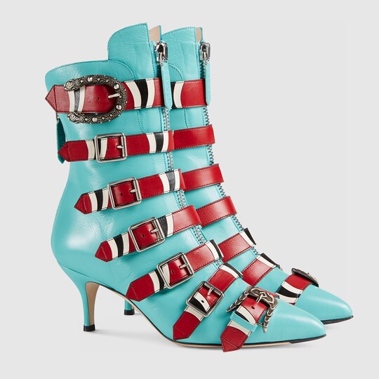 gucci leather boots with buckle