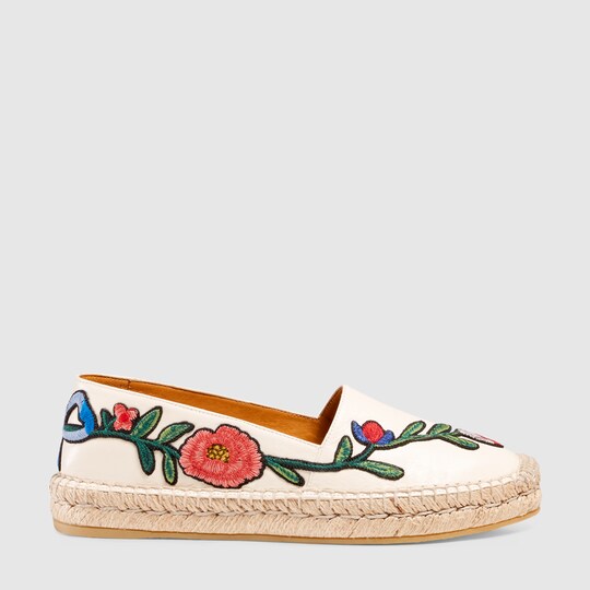 embroidered leather espadrille gucci s espadrilles wedges 455369bko009022 embroidered leather espadrille gucci s espadrilles wedges 455369bko009022