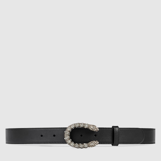 leather belt with crystal dionysus buckle