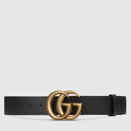 wide leather belt with double g