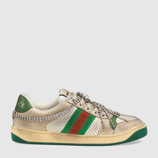 women's screener sneaker with crystals