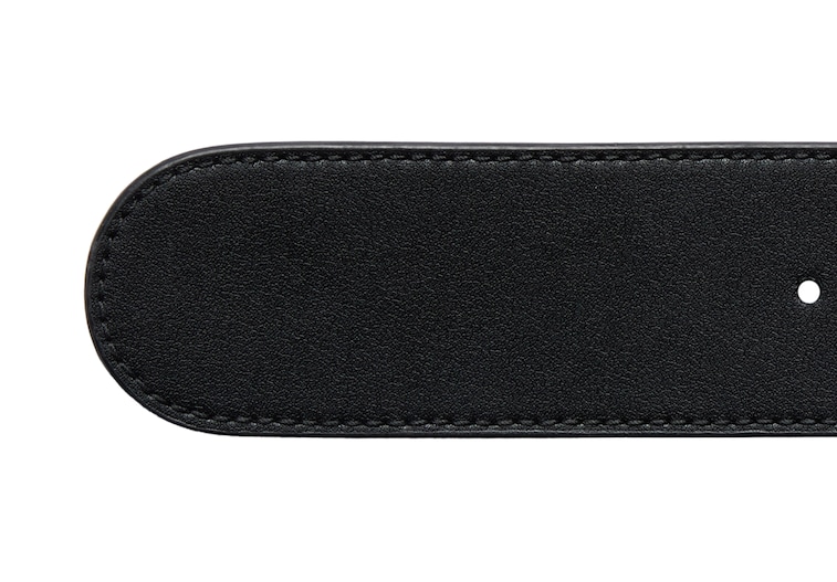 Wide belt with Interlocking G buckle in black leather | GUCCI® US