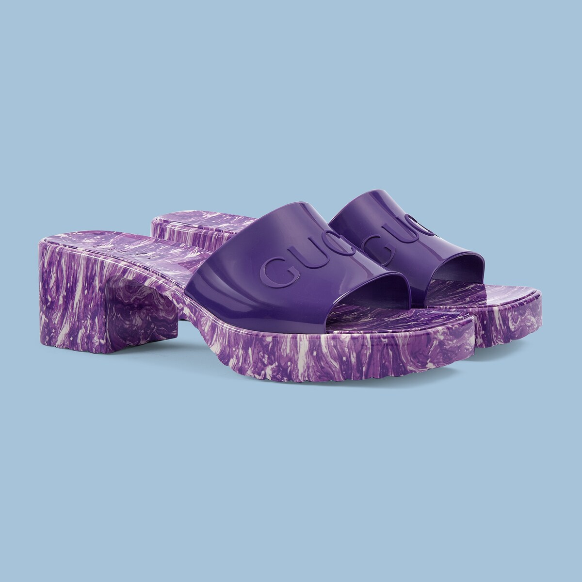Women's slide sandal with Gucci logo in purple rubber GUCCI® US