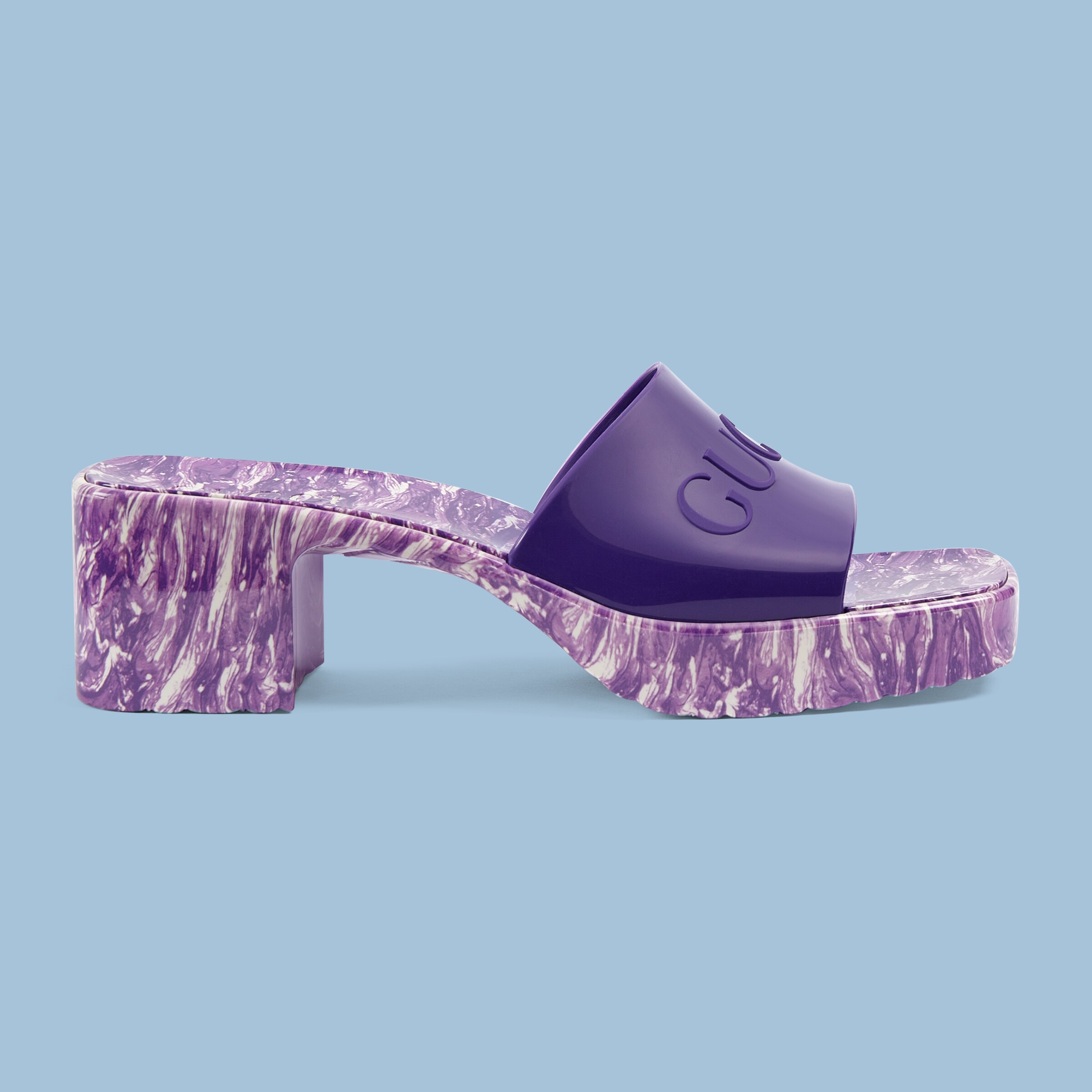 Women's slide sandal with Gucci logo in purple rubber GUCCI® US