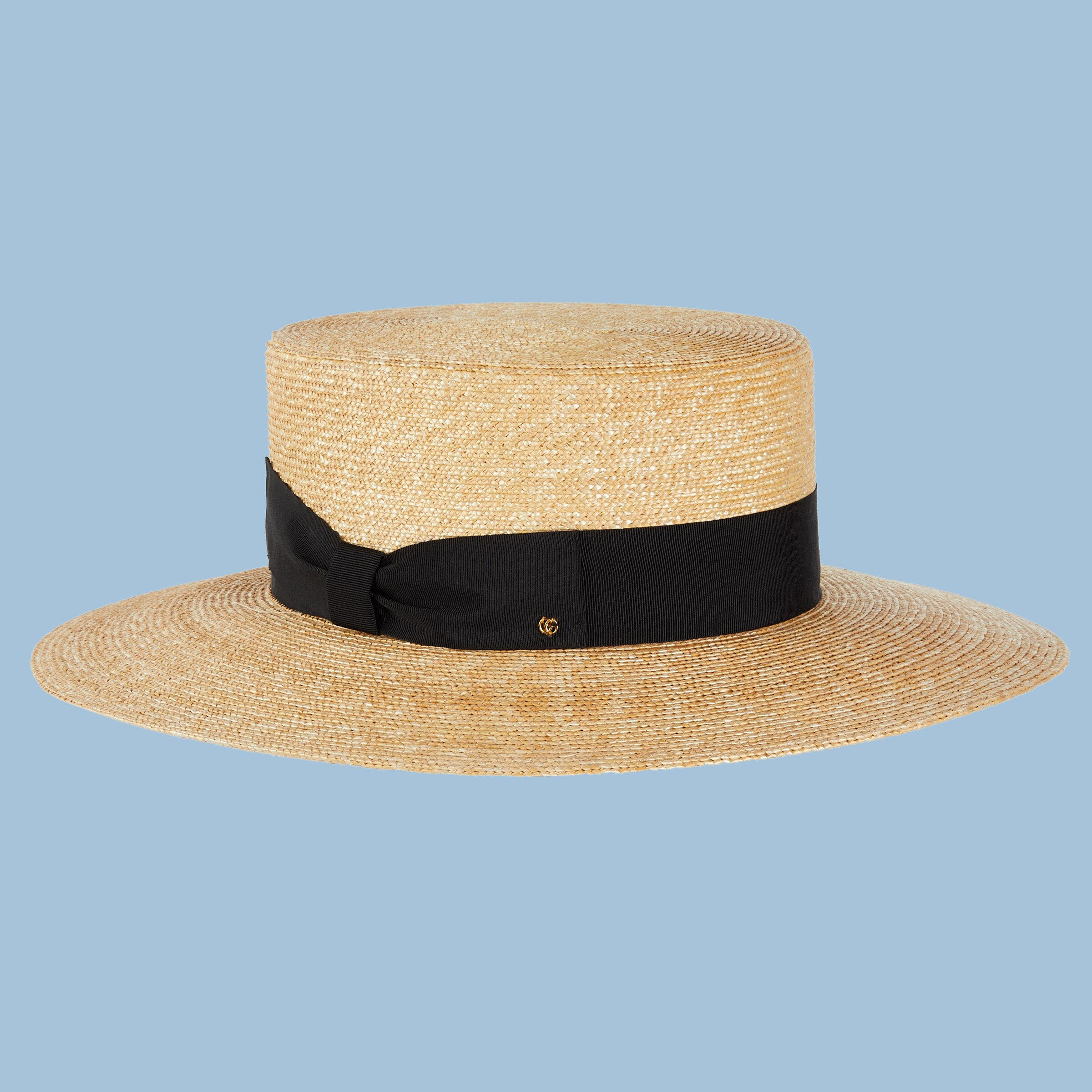 Straw boater hat in beige GUCCI® US
