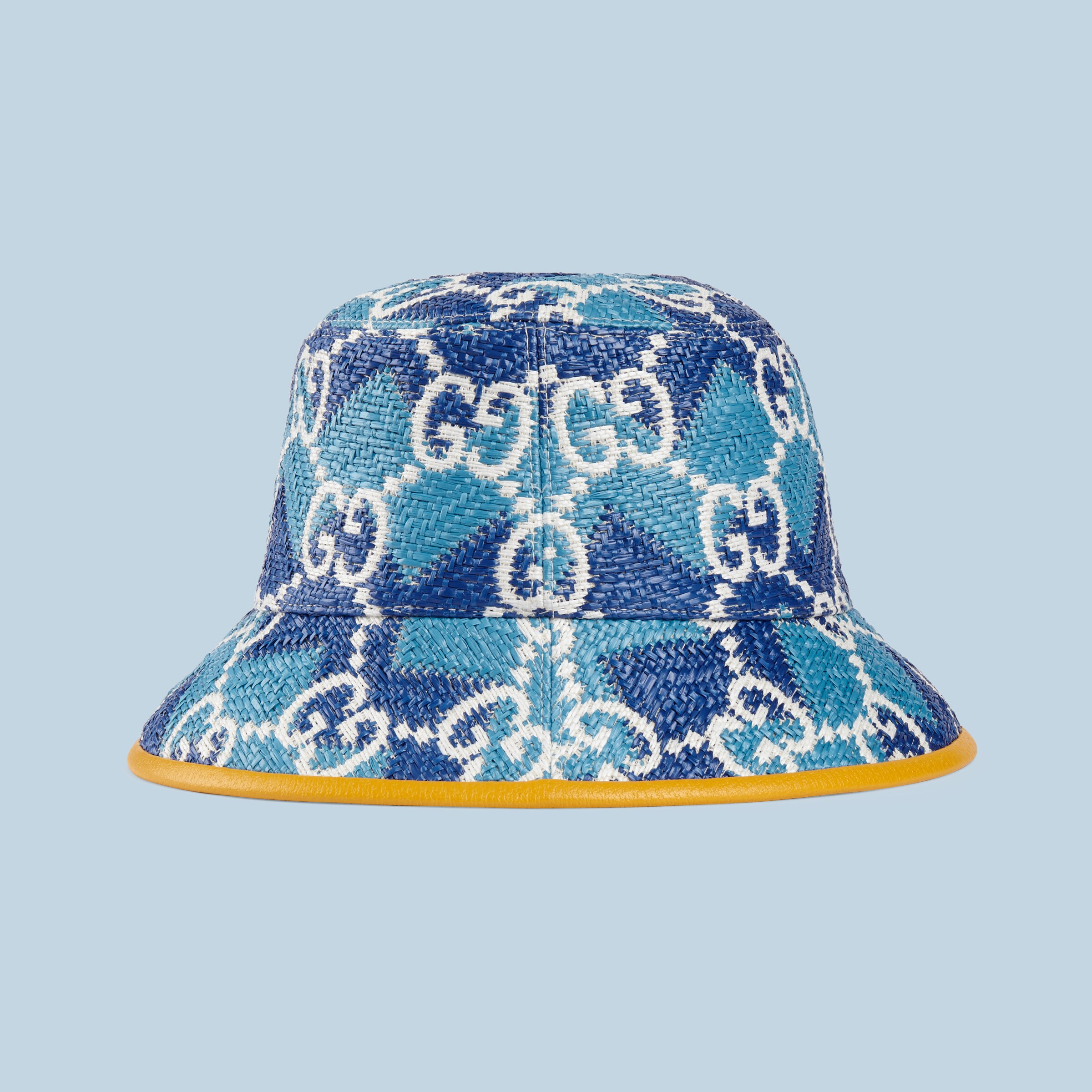 GG straw effect bucket hat in royal blue and blue GUCCI® SI