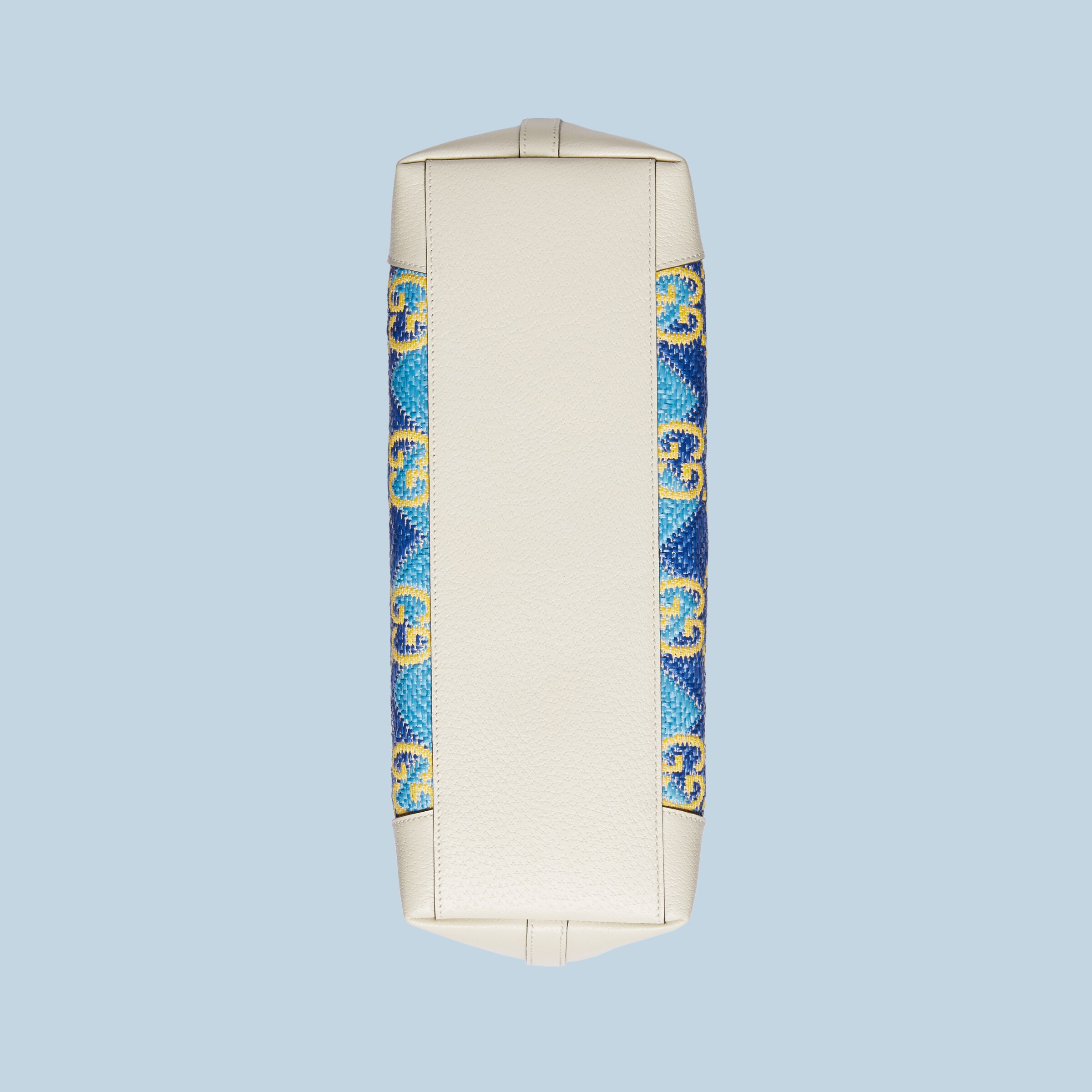 'Marbella' straw effect tote bag in royal blue straw effect fabric