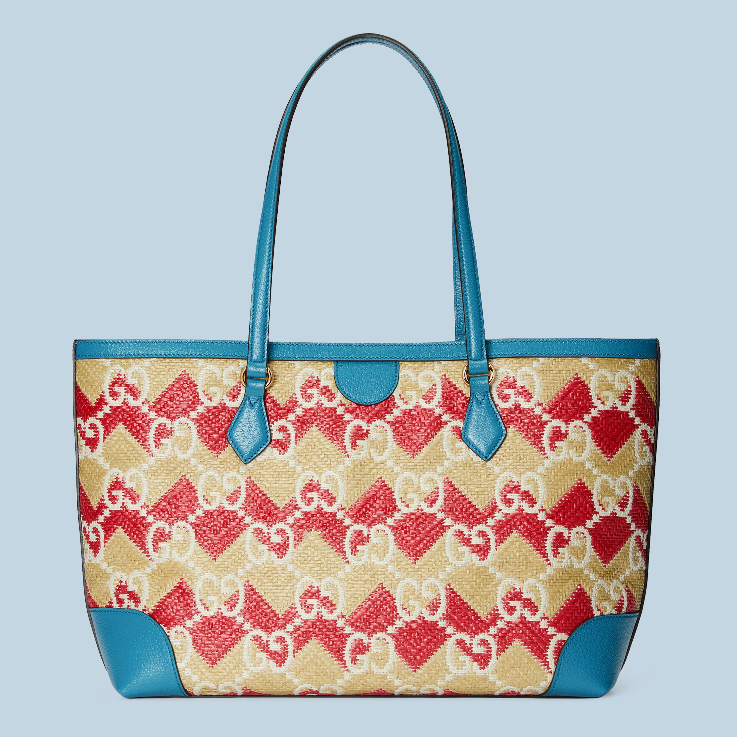 'Bodrum' straw effect tote bag in pink straw effect fabric GUCCI® UK