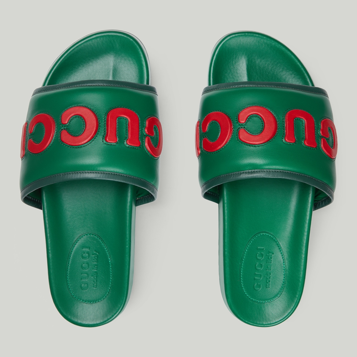 Men's Gucci slide sandal in green leather GUCCI® Canada